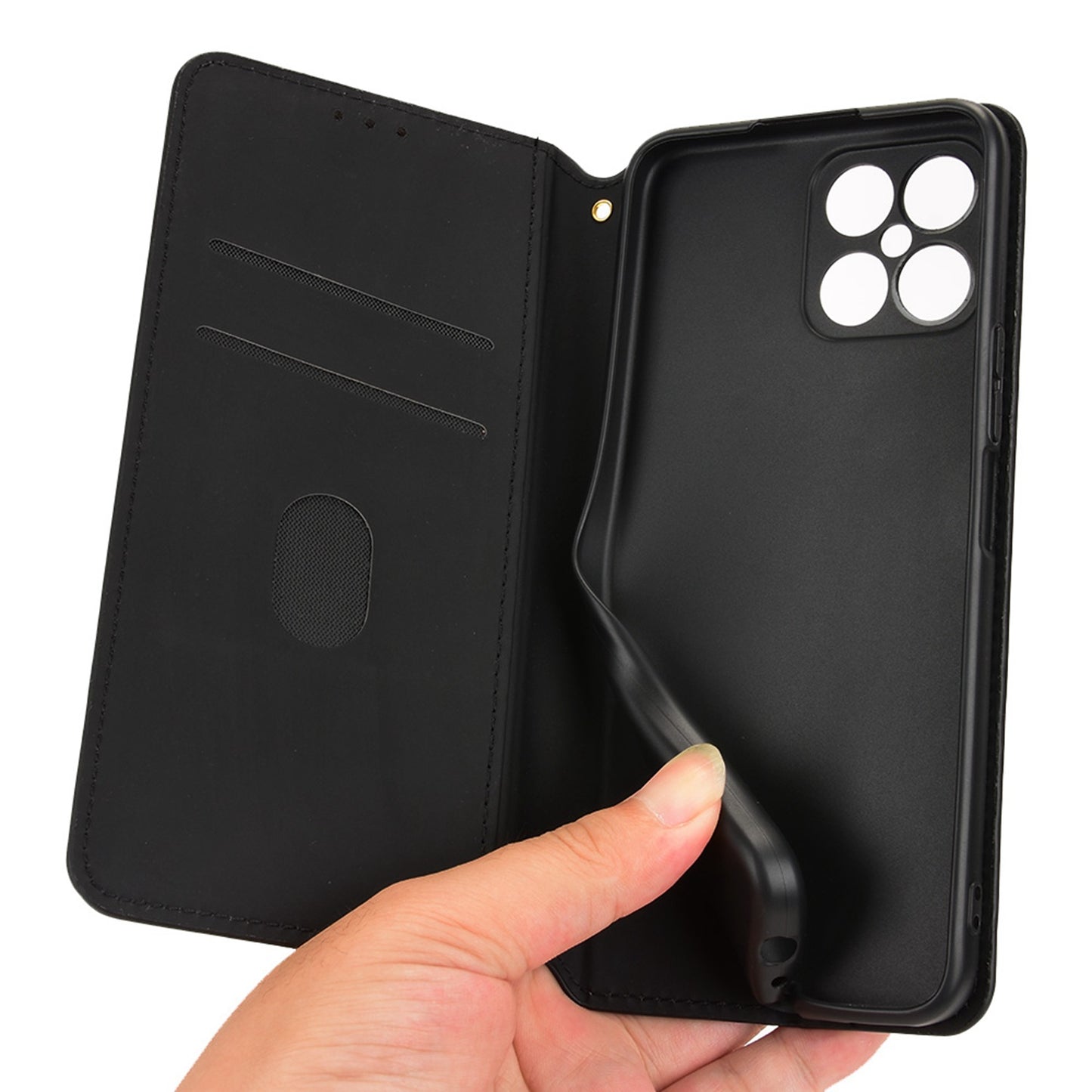 For Honor X8 / X30i Magnetic Auto-absorbed PU Leather Case Imprinting Rhombus Pattern Phone Wallet Stand Cover