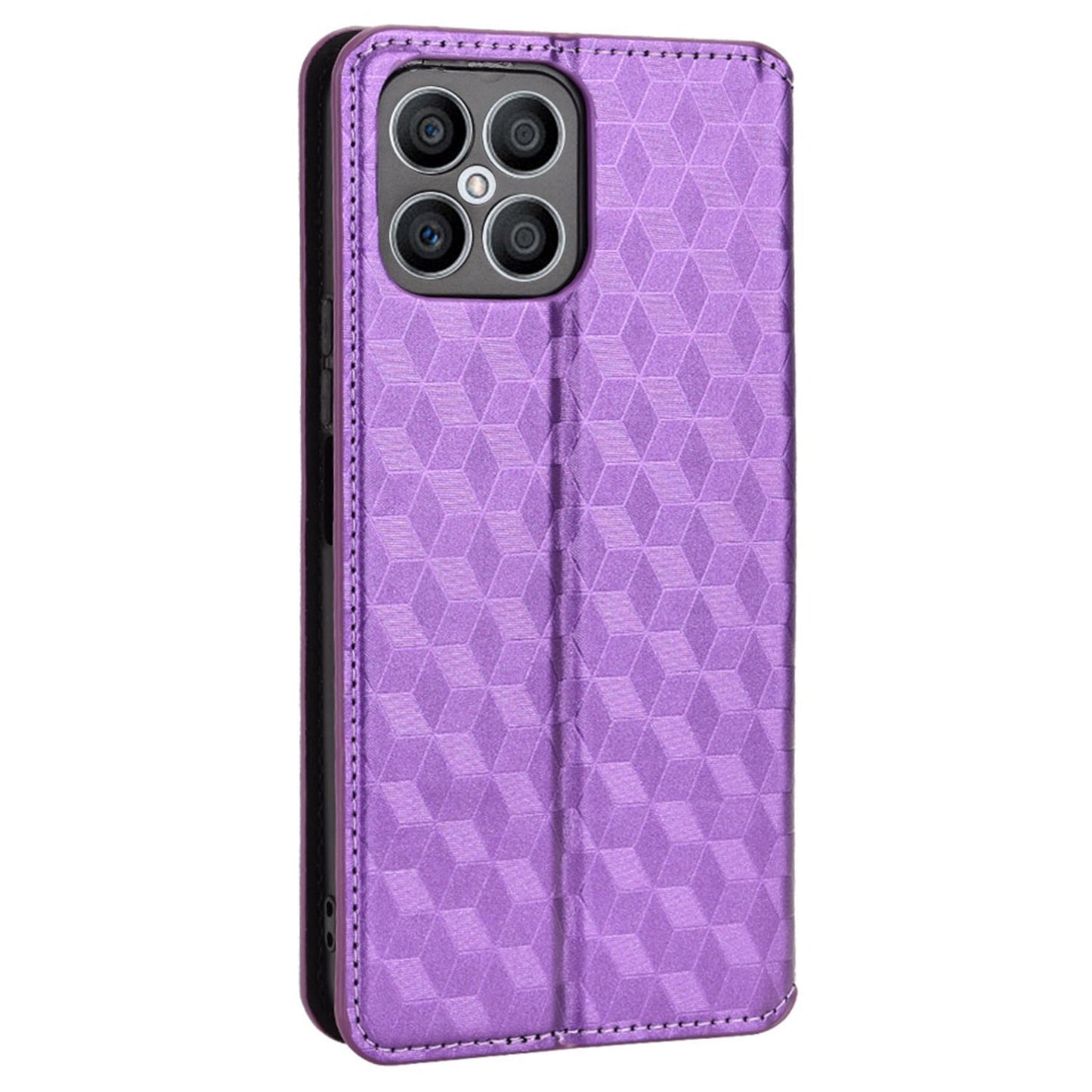 For Honor X8 / X30i Magnetic Auto-absorbed PU Leather Case Imprinting Rhombus Pattern Phone Wallet Stand Cover
