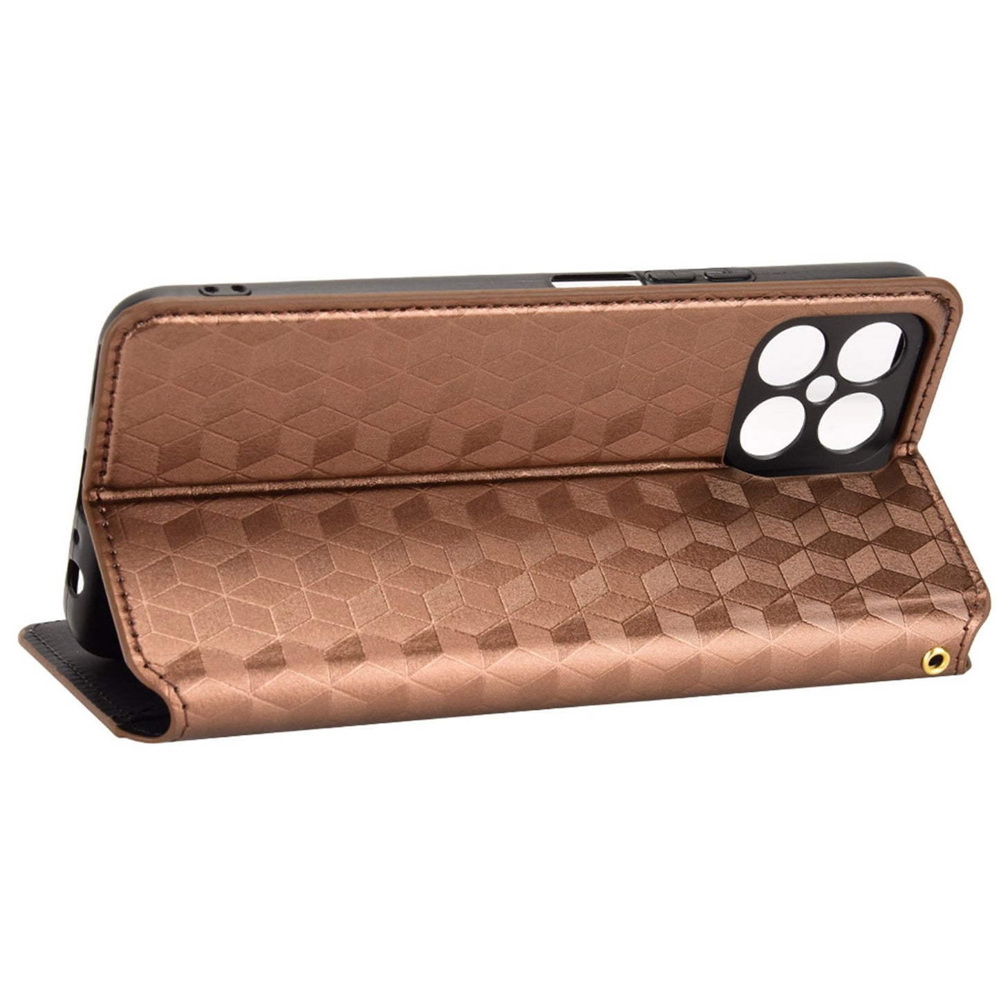 For Honor X8 / X30i Magnetic Auto-absorbed PU Leather Case Imprinting Rhombus Pattern Phone Wallet Stand Cover