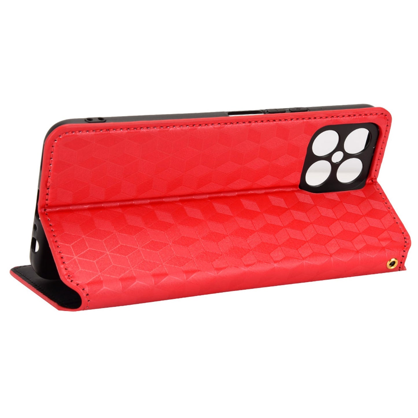 For Honor X8 / X30i Magnetic Auto-absorbed PU Leather Case Imprinting Rhombus Pattern Phone Wallet Stand Cover