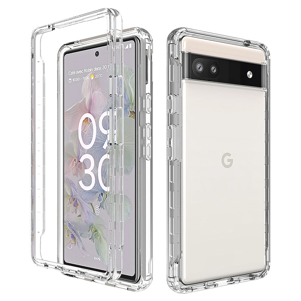 For Google Pixel 6a Transparent TPU + PC Phone Case Stylish Gradient Color Anti-scratch Protective Cover