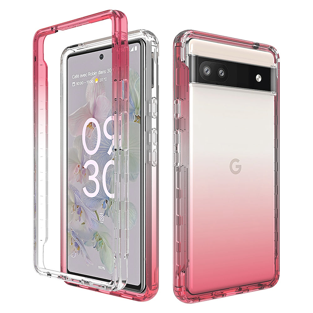 For Google Pixel 6a Transparent TPU + PC Phone Case Stylish Gradient Color Anti-scratch Protective Cover