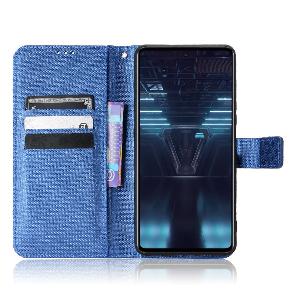 For Infinix Note 12 VIP 4G / X672 Full Protection Diamond Texture PU Leather Phone Case Anti-shock Stand Flip Wallet Cover with Strap