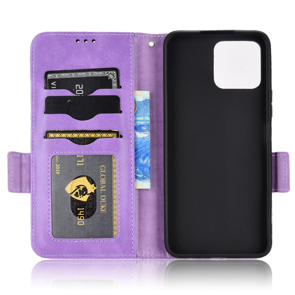 For Honor X8 5G Triangle Pattern Imprinted Flip Stand Wallet Leather Phone Case Shockproof Cover with Strap