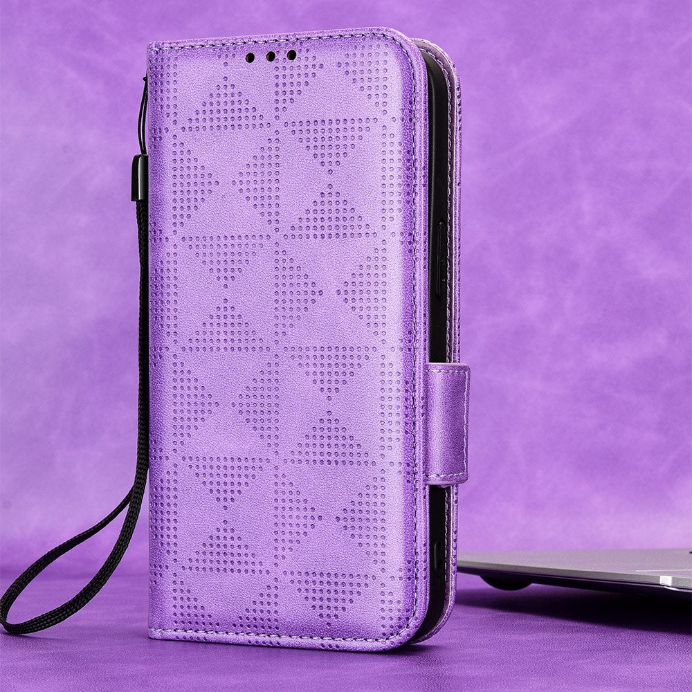 For Honor X8 5G Triangle Pattern Imprinted Flip Stand Wallet Leather Phone Case Shockproof Cover with Strap