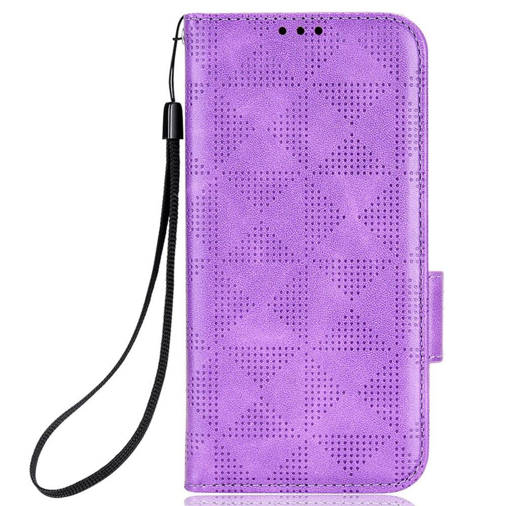 For Honor X8 5G Triangle Pattern Imprinted Flip Stand Wallet Leather Phone Case Shockproof Cover with Strap