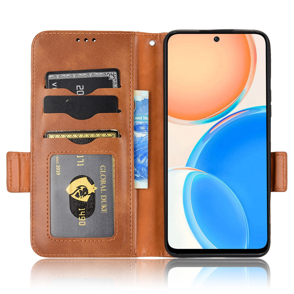 For Honor X8 5G Triangle Pattern Imprinted Flip Stand Wallet Leather Phone Case Shockproof Cover with Strap