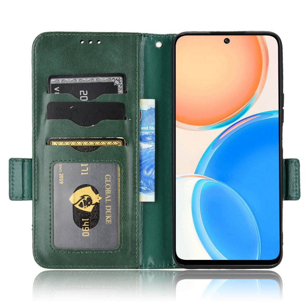 For Honor X8 5G Triangle Pattern Imprinted Flip Stand Wallet Leather Phone Case Shockproof Cover with Strap
