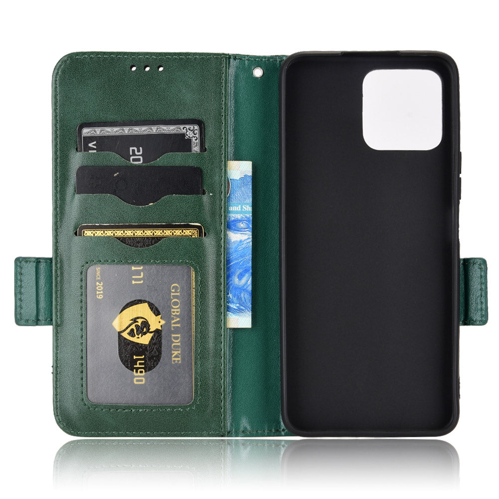 For Honor X8 5G Triangle Pattern Imprinted Flip Stand Wallet Leather Phone Case Shockproof Cover with Strap
