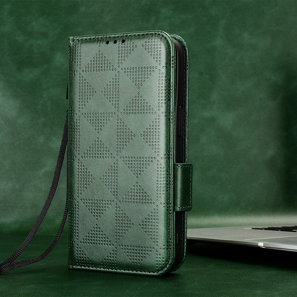 For Honor X8 5G Triangle Pattern Imprinted Flip Stand Wallet Leather Phone Case Shockproof Cover with Strap