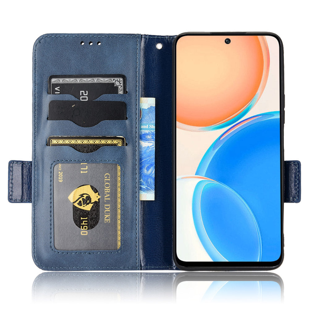 For Honor X8 5G Triangle Pattern Imprinted Flip Stand Wallet Leather Phone Case Shockproof Cover with Strap
