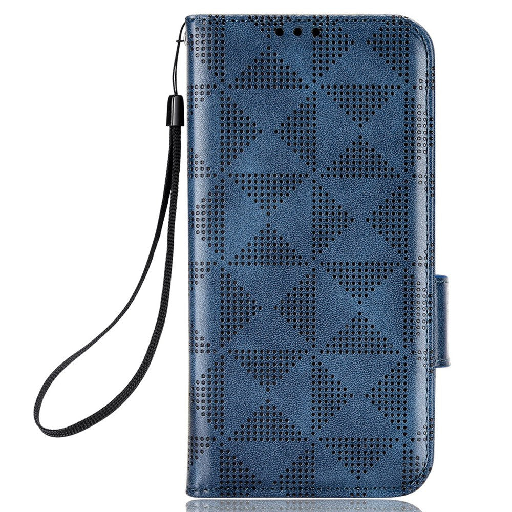 For Honor X8 5G Triangle Pattern Imprinted Flip Stand Wallet Leather Phone Case Shockproof Cover with Strap