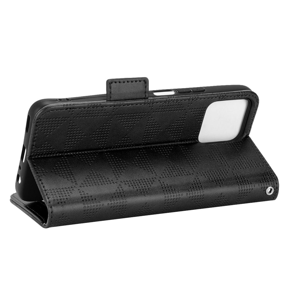 For Honor X8 5G Triangle Pattern Imprinted Flip Stand Wallet Leather Phone Case Shockproof Cover with Strap