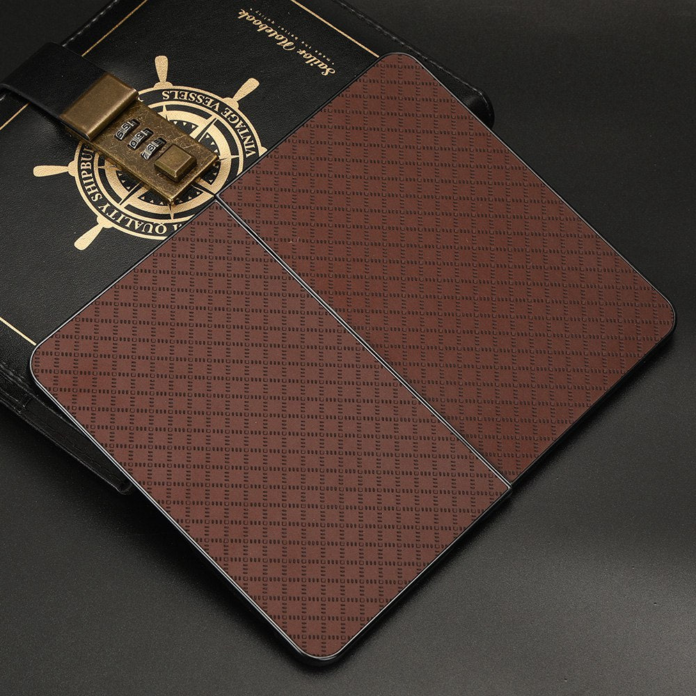 For Microsoft Surface Duo Anti-fall Folio Flip Grid Imprinted Leather Coated PC Protector Phone Case