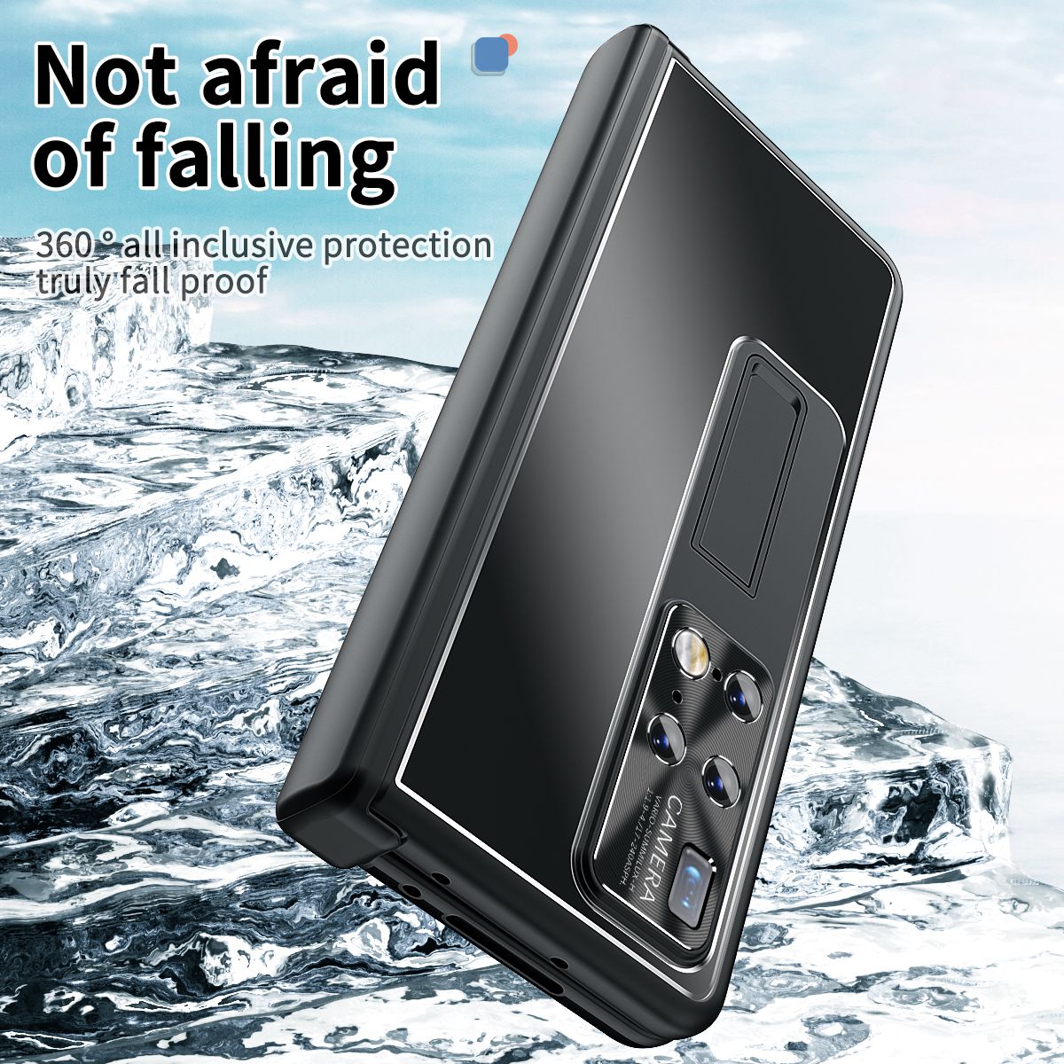 For Huawei Mate X2 Lens Protection Hinge + Stylus Pen Design PC+Aluminum Alloy Anti-fall Kickstand Phone Case with Tempered Glass Screen Film