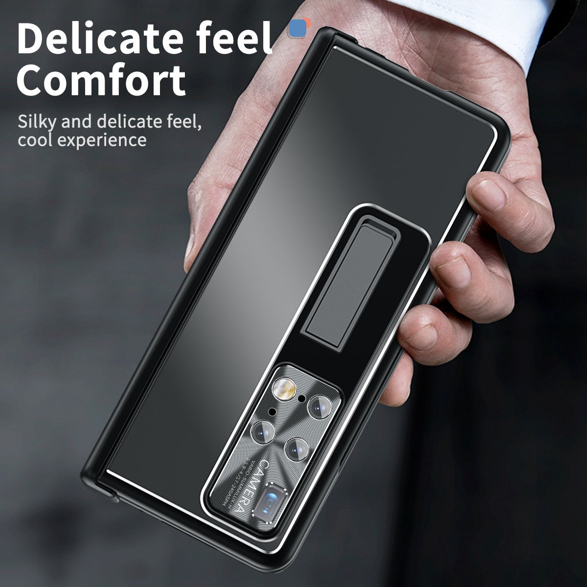 For Huawei Mate X2 Lens Protection Hinge + Stylus Pen Design PC+Aluminum Alloy Anti-fall Kickstand Phone Case with Tempered Glass Screen Film