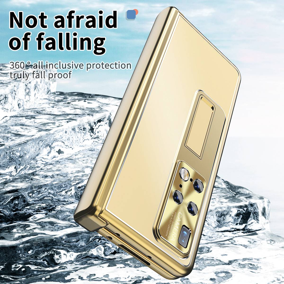 For Huawei Mate X2 Lens Protection Hinge + Stylus Pen Design PC+Aluminum Alloy Anti-fall Kickstand Phone Case with Tempered Glass Screen Film