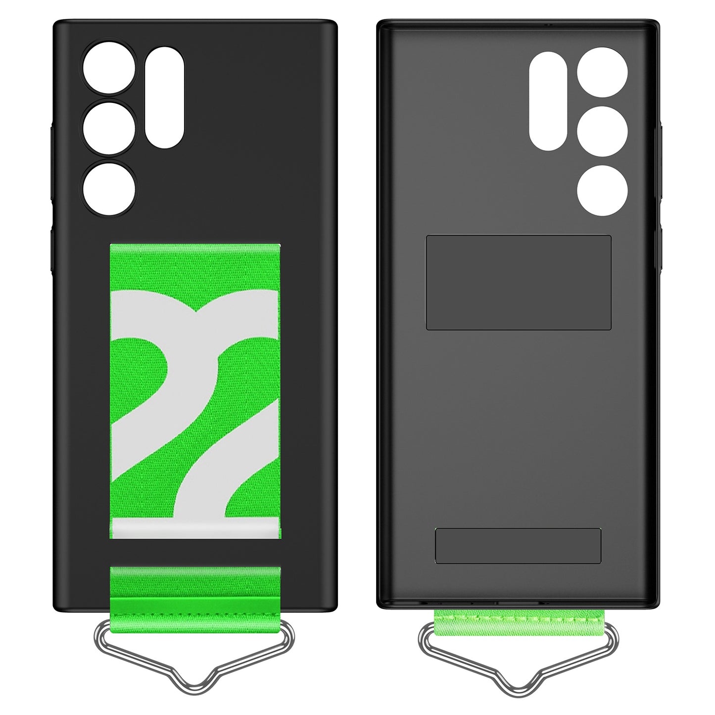 For Samsung Galaxy S22 Ultra 5G Hard PC Case Anti-drop Phone Cover with Hand Strap and Triangle Metal Ring