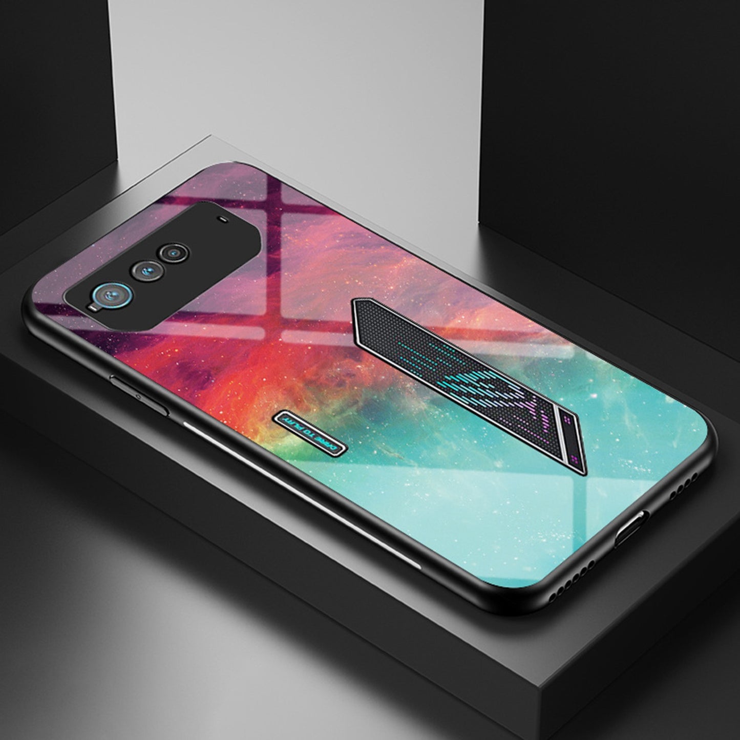 For Asus ROG Phone 6 5G Airbag Anti-fall Starry Sky Pattern Design Back Cover PC TPU Tempered Glass Anti-scratch Case
