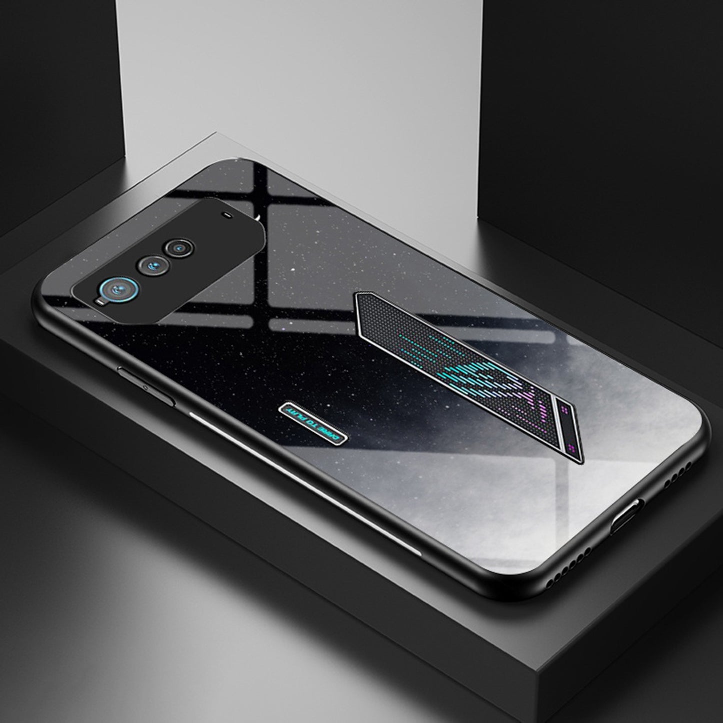 For Asus ROG Phone 6 5G Airbag Anti-fall Starry Sky Pattern Design Back Cover PC TPU Tempered Glass Anti-scratch Case