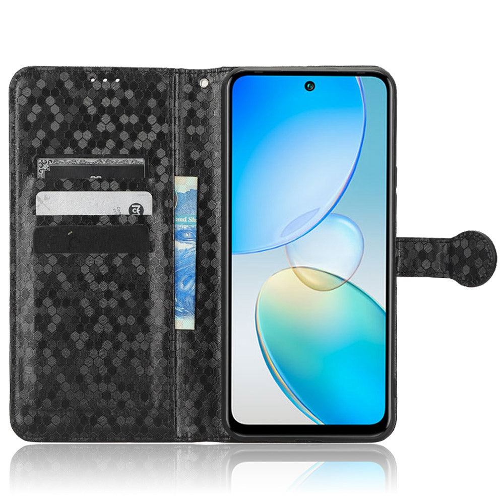 For Infinix Hot 12 4G Mobile Phone Wallet Case Dot Pattern Imprinted PU Leather Stand Phone Cover