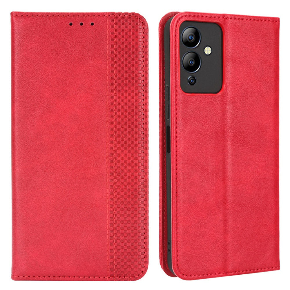 For Infinix Note 12i X6819 Phone Case Magnetic Auto Closing Retro Imprinted PU Leather Anti-scratch Phone Cover Wallet Stand
