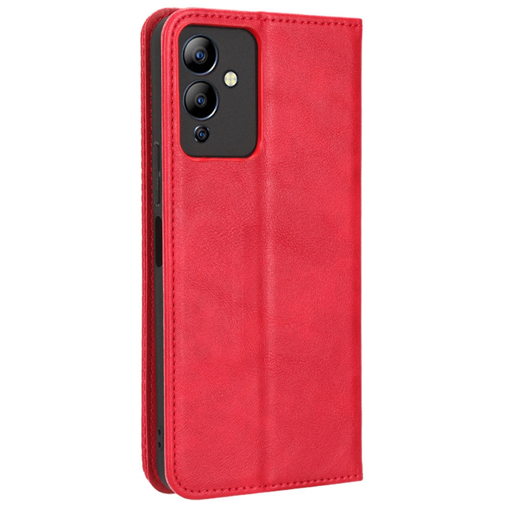 For Infinix Note 12i X6819 Phone Case Magnetic Auto Closing Retro Imprinted PU Leather Anti-scratch Phone Cover Wallet Stand