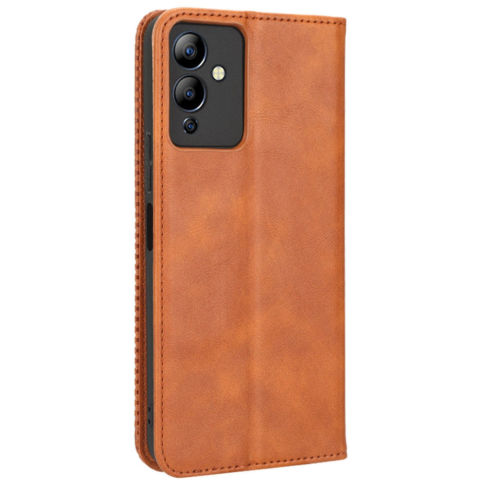 For Infinix Note 12i X6819 Phone Case Magnetic Auto Closing Retro Imprinted PU Leather Anti-scratch Phone Cover Wallet Stand