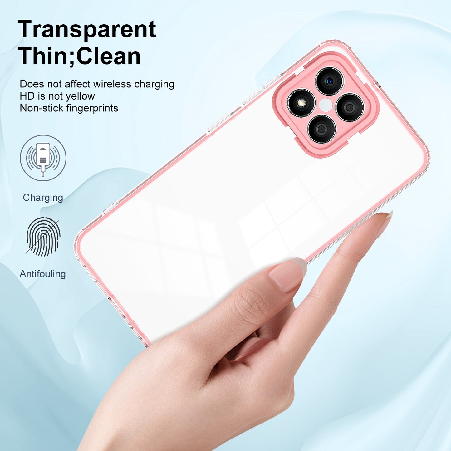 For Honor X8 4G 3-in-1 Ultra Slim Transparent Phone Cover TPU Backplate + PC Frame + PC Camera Protection Drop-proof Phone Case