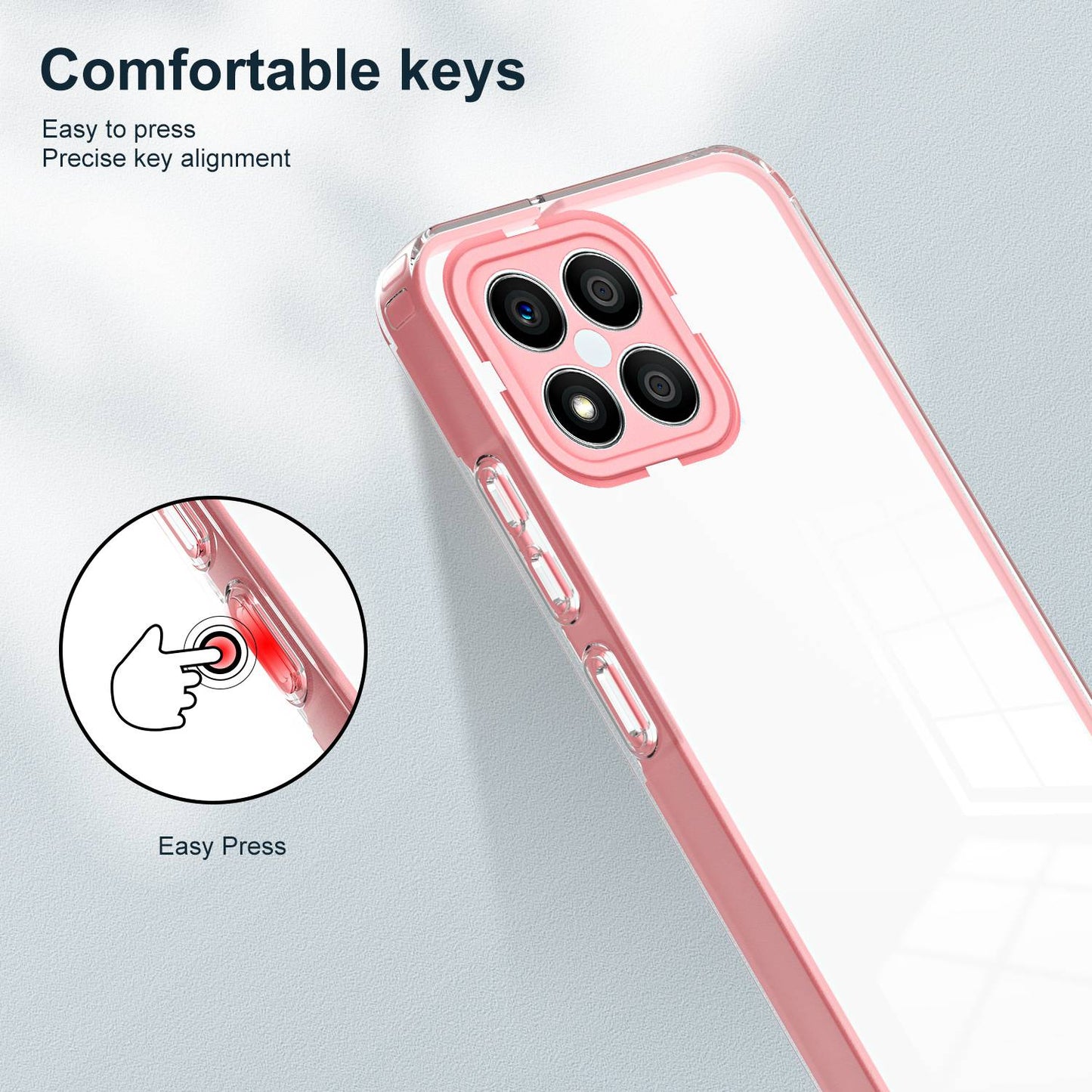 For Honor X8 4G 3-in-1 Ultra Slim Transparent Phone Cover TPU Backplate + PC Frame + PC Camera Protection Drop-proof Phone Case
