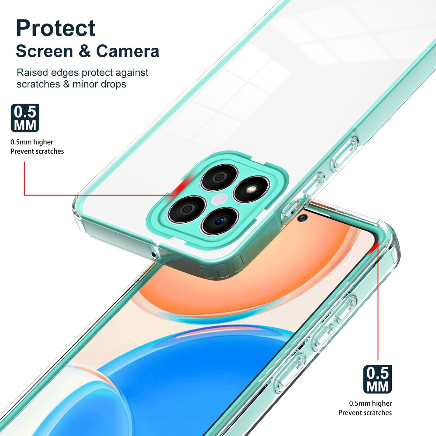 For Honor X8 4G 3-in-1 Ultra Slim Transparent Phone Cover TPU Backplate + PC Frame + PC Camera Protection Drop-proof Phone Case