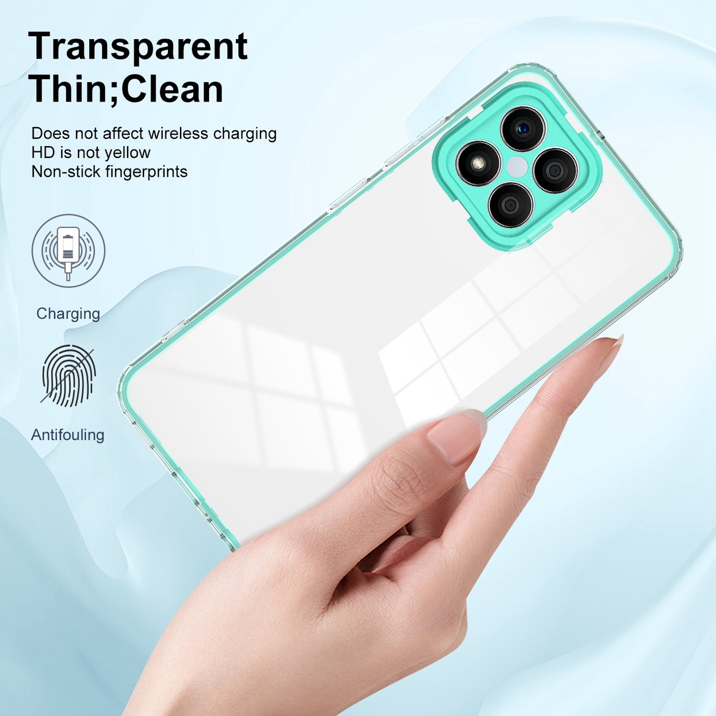 For Honor X8 4G 3-in-1 Ultra Slim Transparent Phone Cover TPU Backplate + PC Frame + PC Camera Protection Drop-proof Phone Case