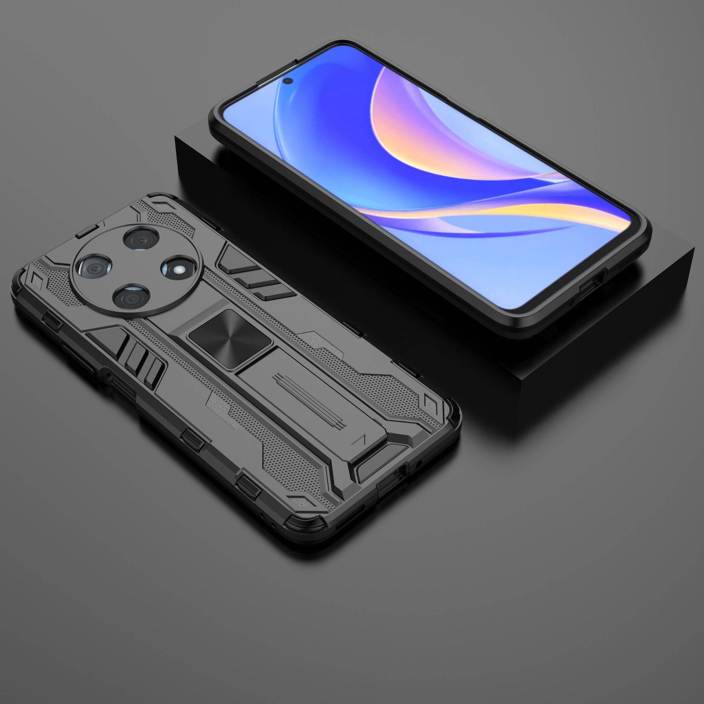 For Huawei Enjoy 50 Pro 4G / nova Y90 4G Wear-resistant Anti-fall Phone Case Kickstand Hybrid Hard PC Soft TPU Back Cover