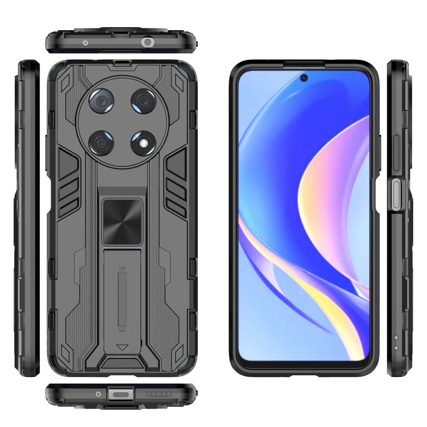 For Huawei Enjoy 50 Pro 4G / nova Y90 4G Wear-resistant Anti-fall Phone Case Kickstand Hybrid Hard PC Soft TPU Back Cover