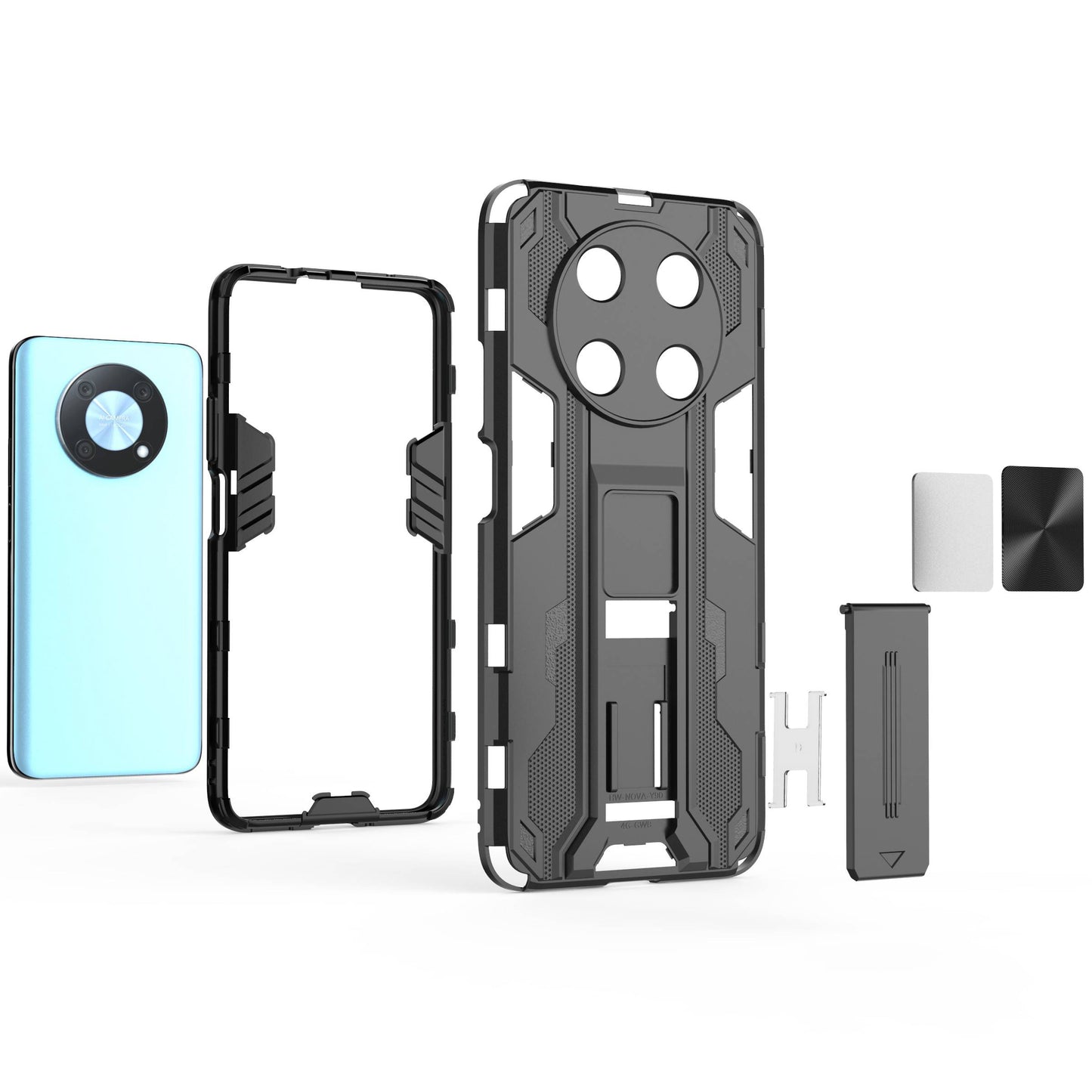 For Huawei Enjoy 50 Pro 4G / nova Y90 4G Wear-resistant Anti-fall Phone Case Kickstand Hybrid Hard PC Soft TPU Back Cover