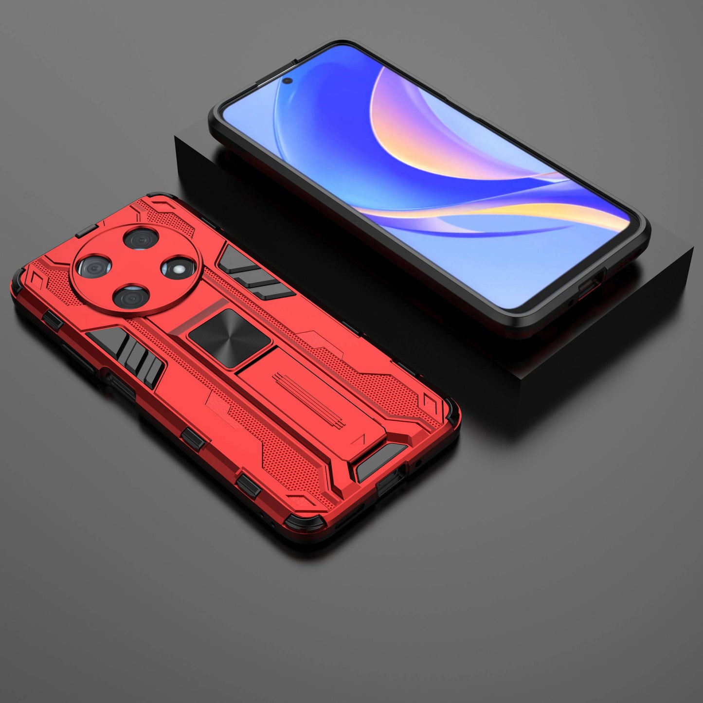For Huawei Enjoy 50 Pro 4G / nova Y90 4G Wear-resistant Anti-fall Phone Case Kickstand Hybrid Hard PC Soft TPU Back Cover
