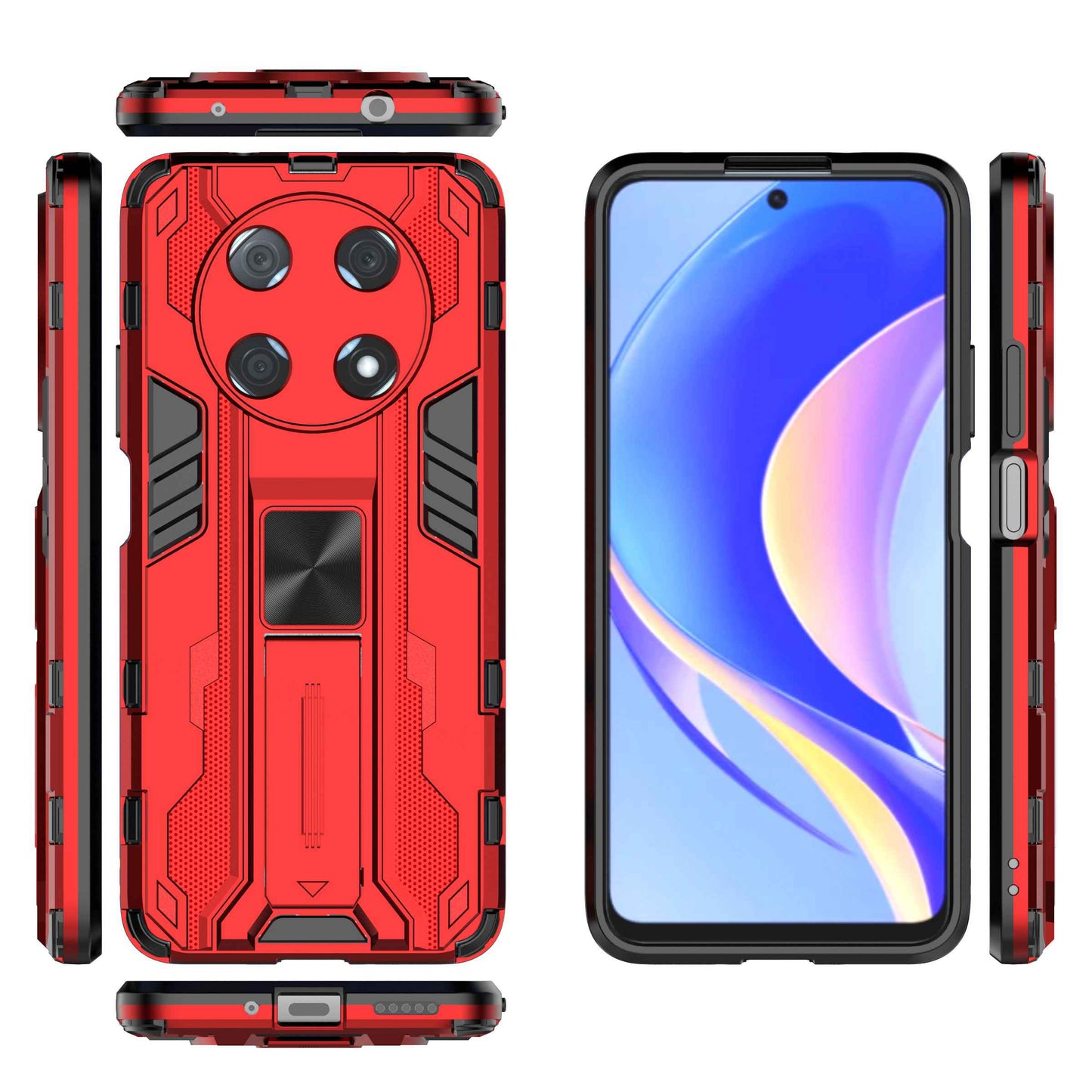 For Huawei Enjoy 50 Pro 4G / nova Y90 4G Wear-resistant Anti-fall Phone Case Kickstand Hybrid Hard PC Soft TPU Back Cover