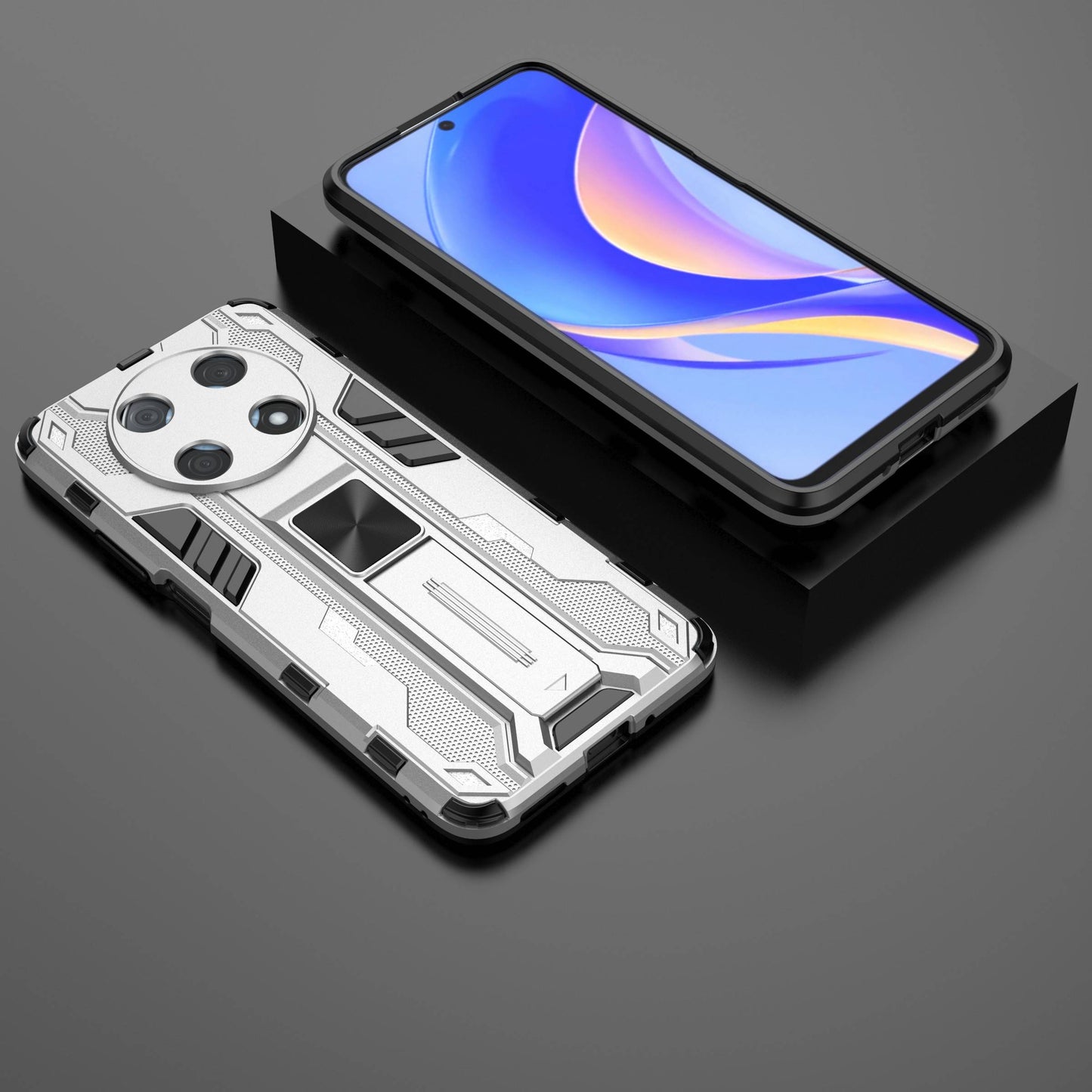 For Huawei Enjoy 50 Pro 4G / nova Y90 4G Wear-resistant Anti-fall Phone Case Kickstand Hybrid Hard PC Soft TPU Back Cover