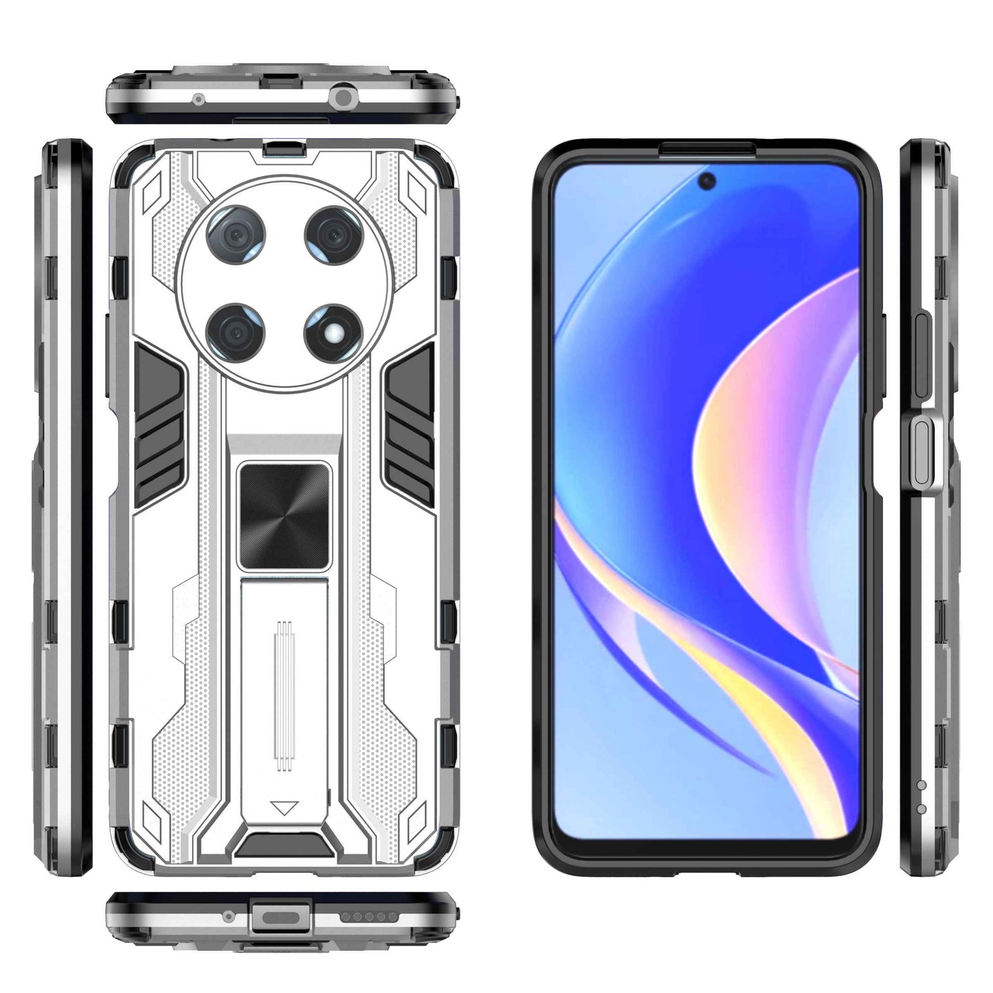 For Huawei Enjoy 50 Pro 4G / nova Y90 4G Wear-resistant Anti-fall Phone Case Kickstand Hybrid Hard PC Soft TPU Back Cover