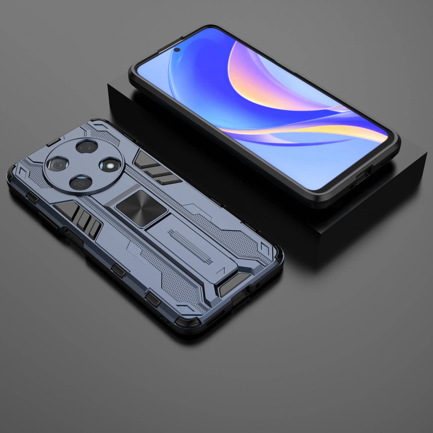 For Huawei Enjoy 50 Pro 4G / nova Y90 4G Wear-resistant Anti-fall Phone Case Kickstand Hybrid Hard PC Soft TPU Back Cover