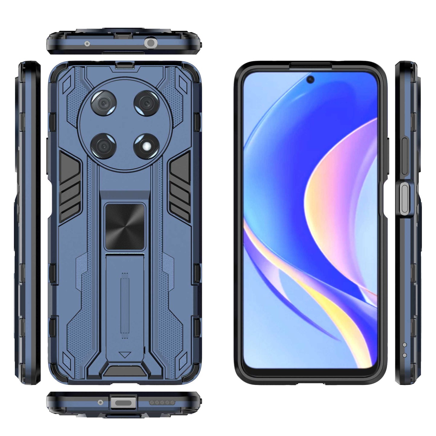 For Huawei Enjoy 50 Pro 4G / nova Y90 4G Wear-resistant Anti-fall Phone Case Kickstand Hybrid Hard PC Soft TPU Back Cover