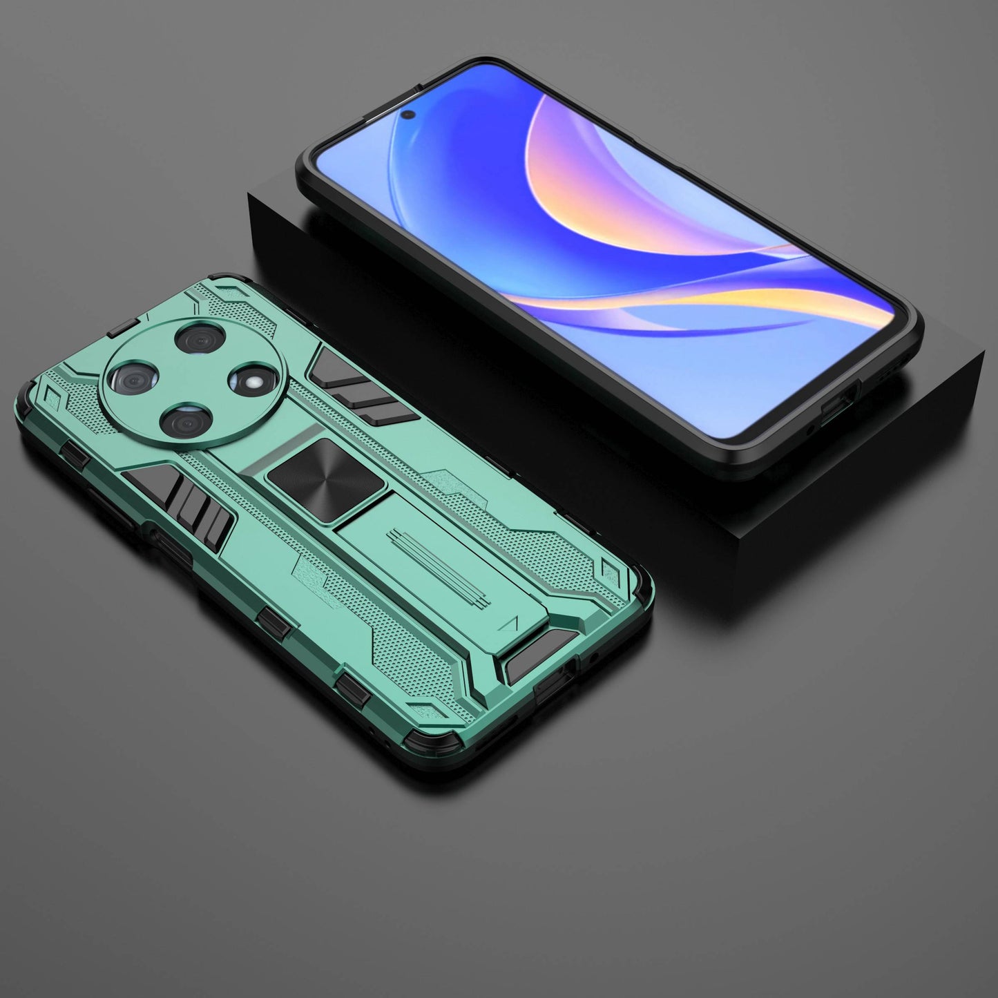 For Huawei Enjoy 50 Pro 4G / nova Y90 4G Wear-resistant Anti-fall Phone Case Kickstand Hybrid Hard PC Soft TPU Back Cover