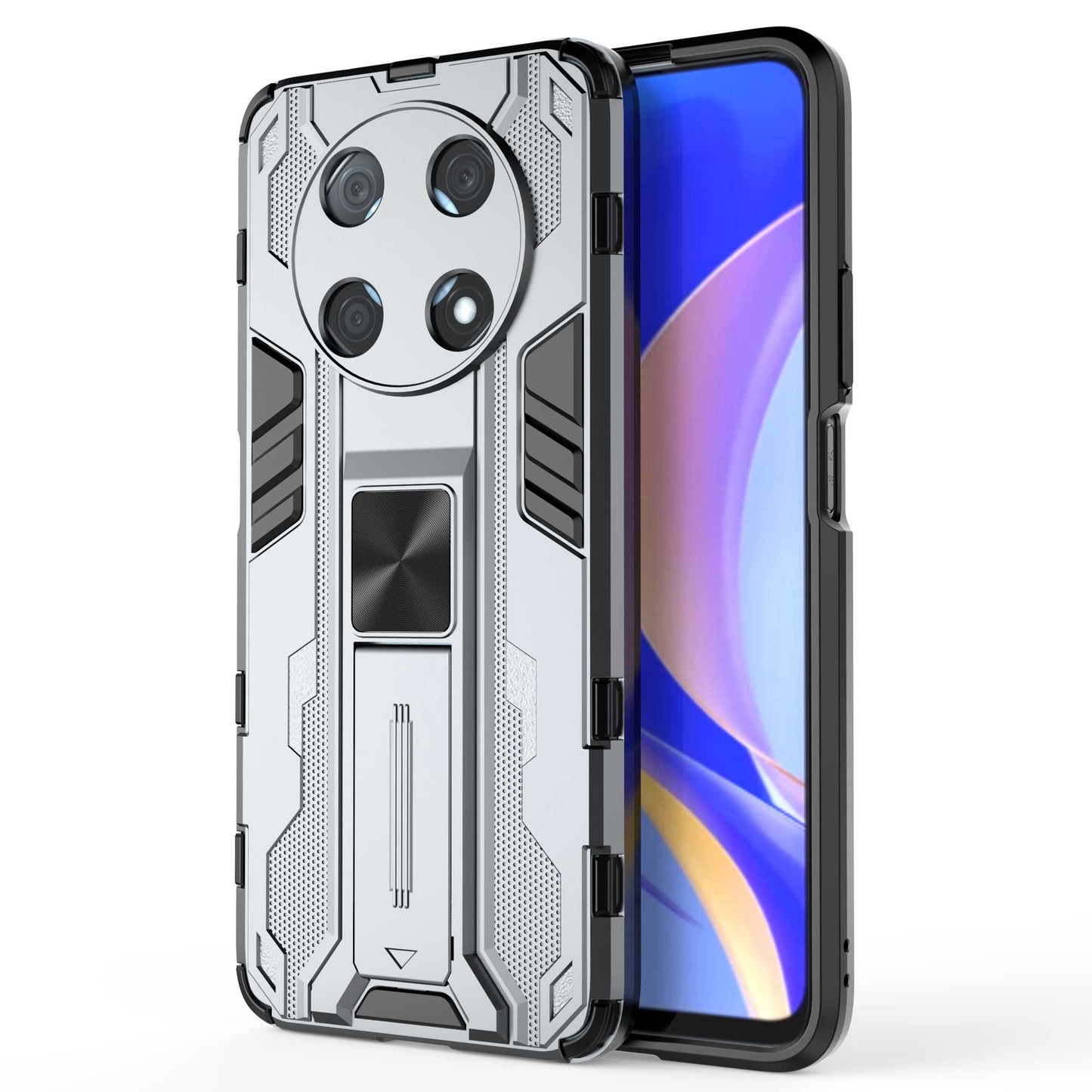 For Huawei Enjoy 50 Pro 4G / nova Y90 4G Wear-resistant Anti-fall Phone Case Kickstand Hybrid Hard PC Soft TPU Back Cover