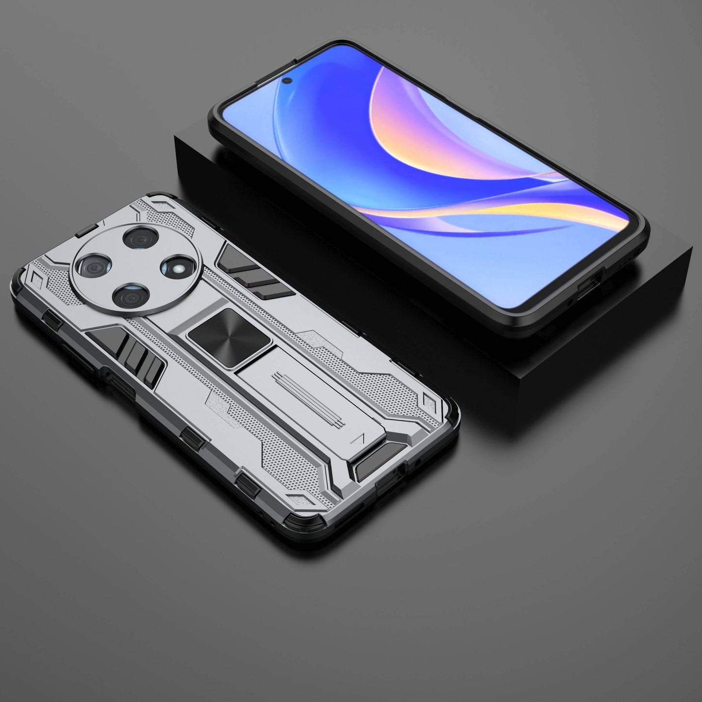 For Huawei Enjoy 50 Pro 4G / nova Y90 4G Wear-resistant Anti-fall Phone Case Kickstand Hybrid Hard PC Soft TPU Back Cover