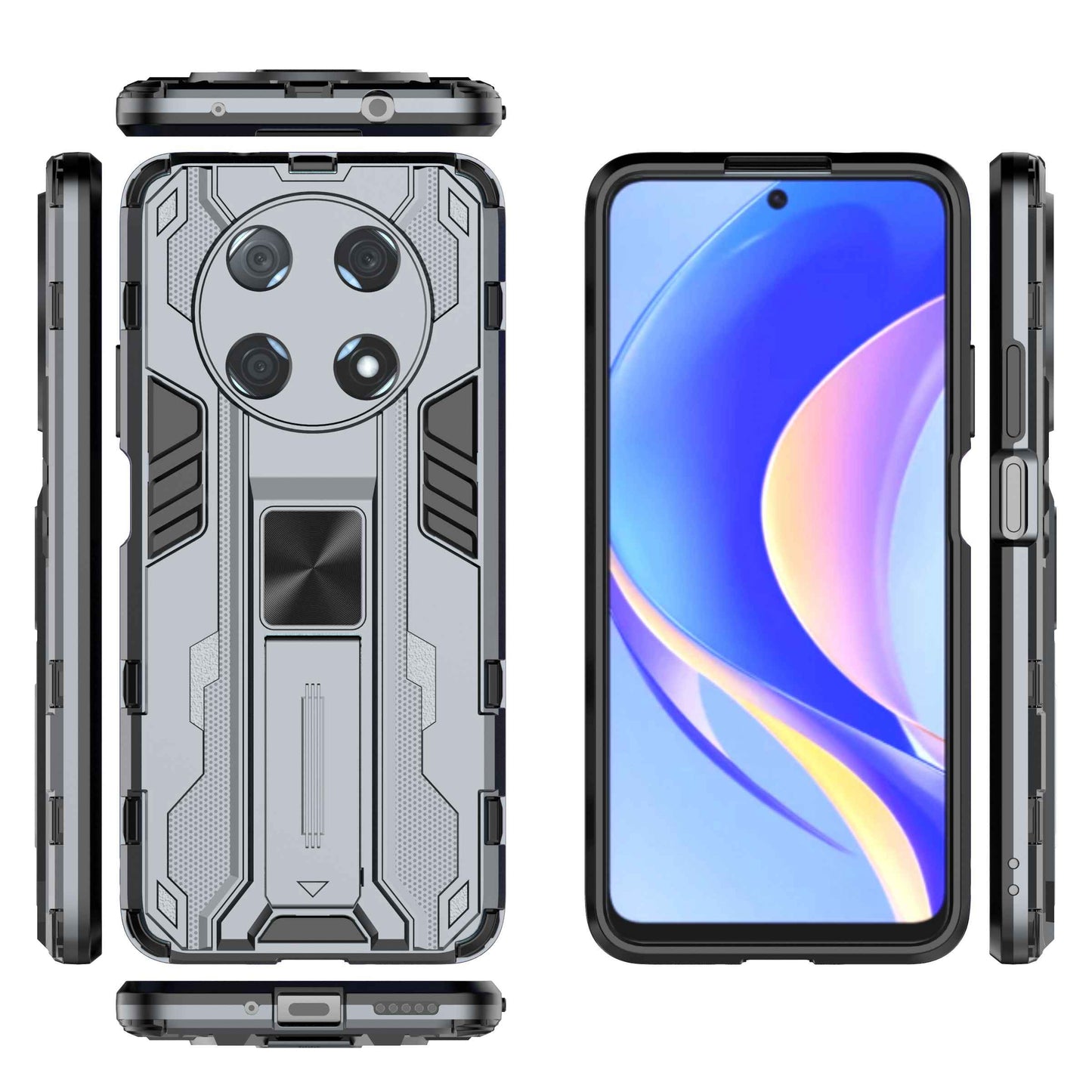 For Huawei Enjoy 50 Pro 4G / nova Y90 4G Wear-resistant Anti-fall Phone Case Kickstand Hybrid Hard PC Soft TPU Back Cover