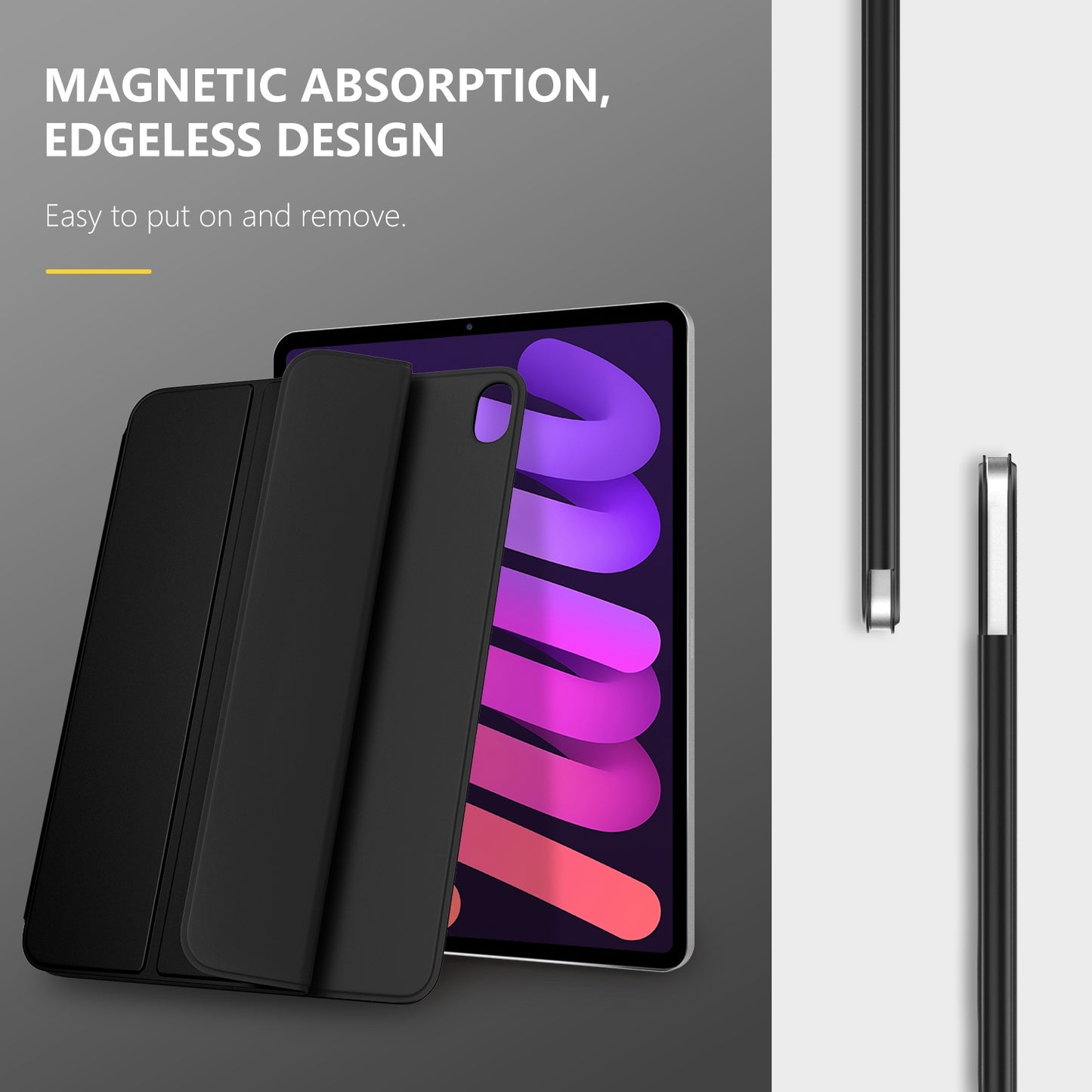 For iPad mini (2021) Trifold Stand Leather Tablet Case Magnetic Absorption Auto Wake / Sleep Protective Cover