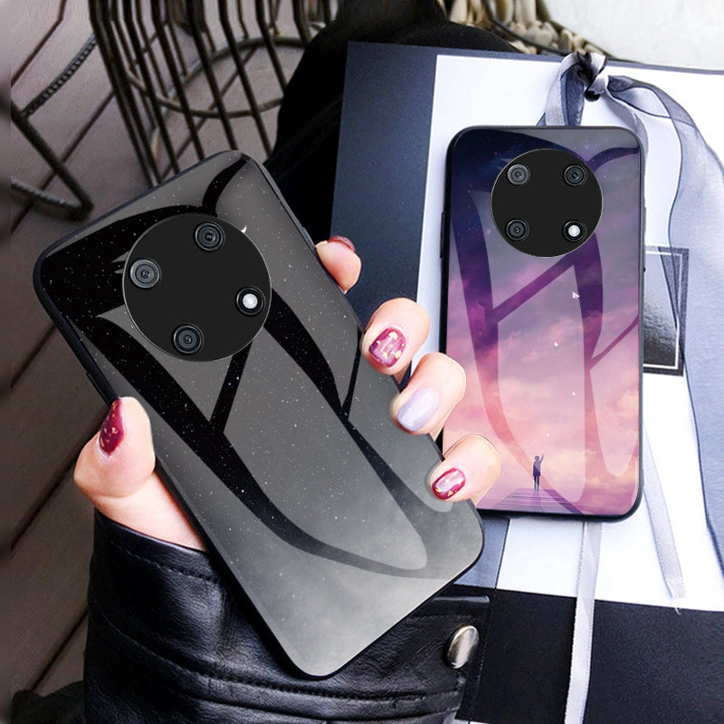 For Huawei Enjoy 50 Pro 4G / nova Y90 4G Painting Starry Sky Pattern Tempered Glass Case Soft TPU Hard PC Anti-Scratch Phone Cover