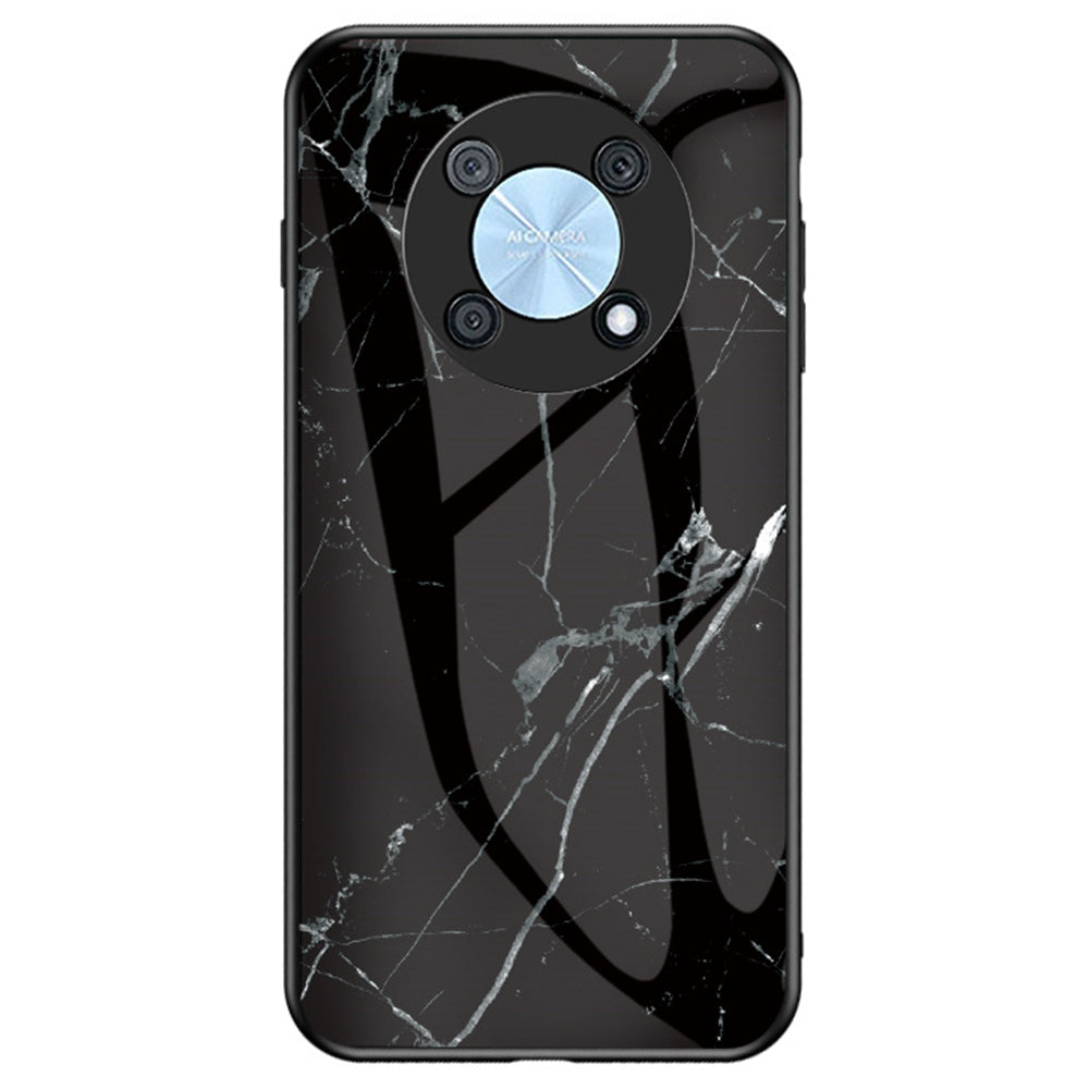For Huawei Enjoy 50 Pro 4G / nova Y90 4G Fall Resistant Phone Cover Marble Pattern Tempered Glass+PC+TPU Hybrid Case