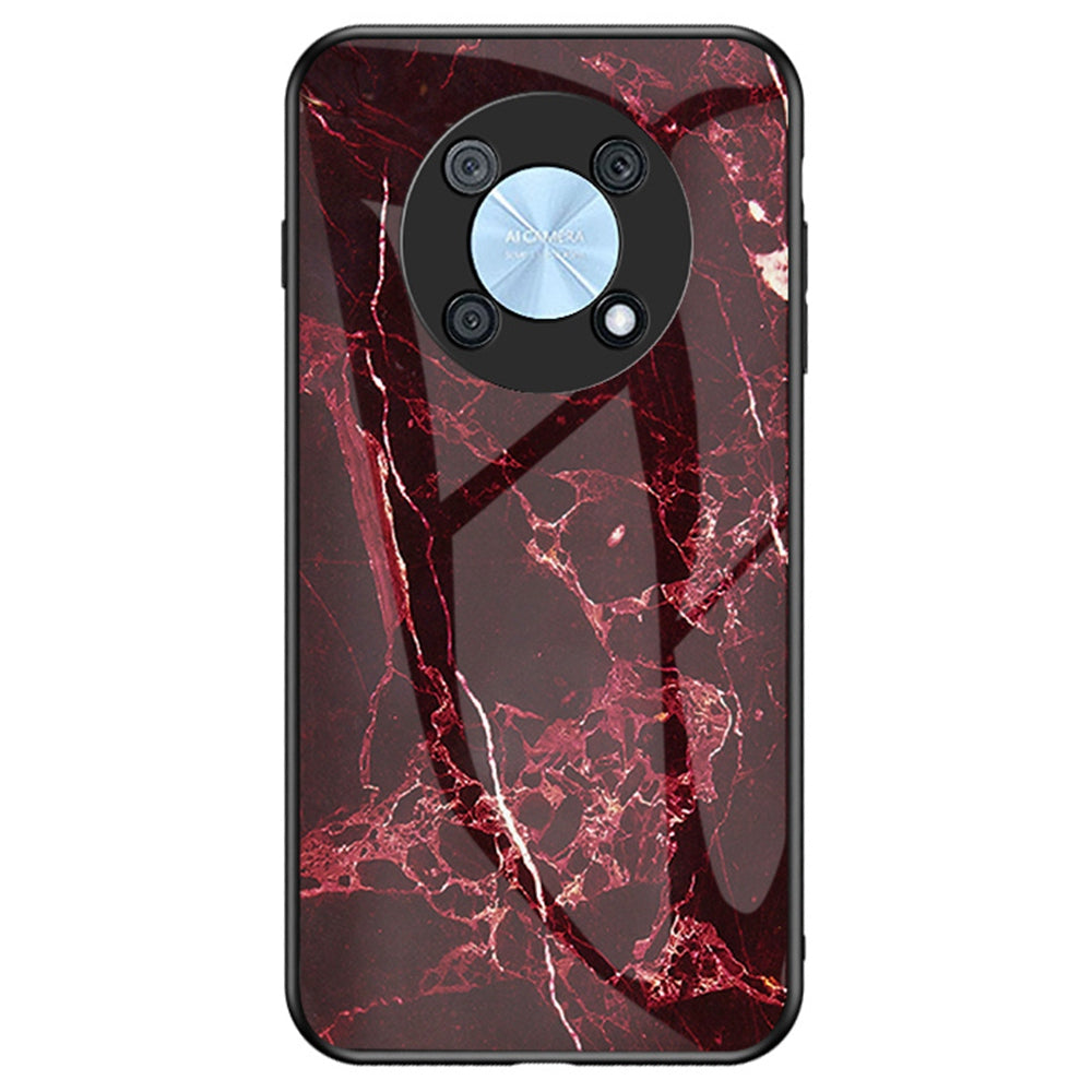 For Huawei Enjoy 50 Pro 4G / nova Y90 4G Fall Resistant Phone Cover Marble Pattern Tempered Glass+PC+TPU Hybrid Case