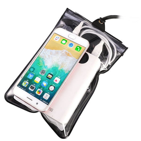 Sealed Waterproof Bag for Cell Phone Beach Pool Phone Dry Bag Water Resistant Earphone Transparent Pouch with Lanyard (Size: M, No Audio Interface)